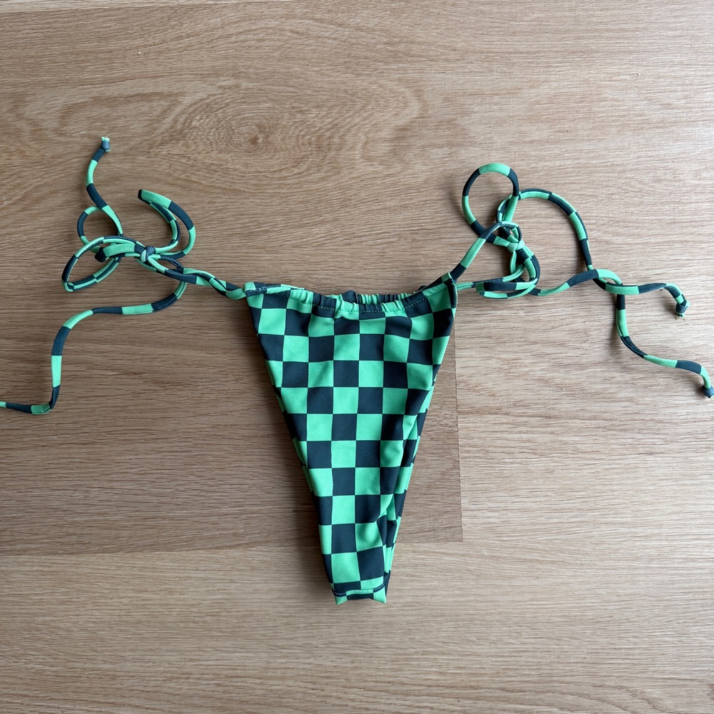 SKATIE Kokomo Kristen Green Checkered Bikini Bottom
